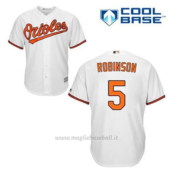 Maglia Baseball Uomo Baltimore Orioles 5 Brooks Robinson Bianco 1ªCool Base